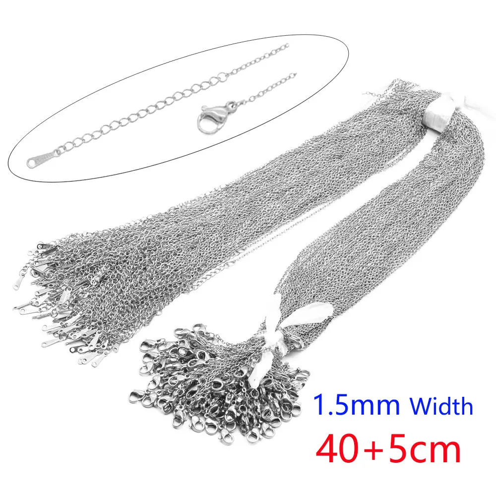 LAVIXMIA 100 teile/los Groß Großhandel 304 Edelstahl Kabel Link Rolo Kette Halskette für DIY Schmuck Machen Silber Farbe 45-50 cm Frauen 4