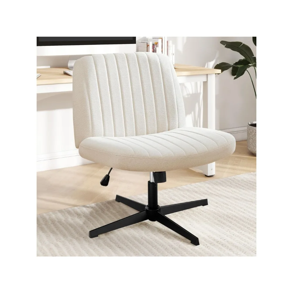 

Cirss Cross Chair Legged Office Wide Comfy Desk Seat, No Wheels Armless Computer Task Seating, Swivel Height Adjustable