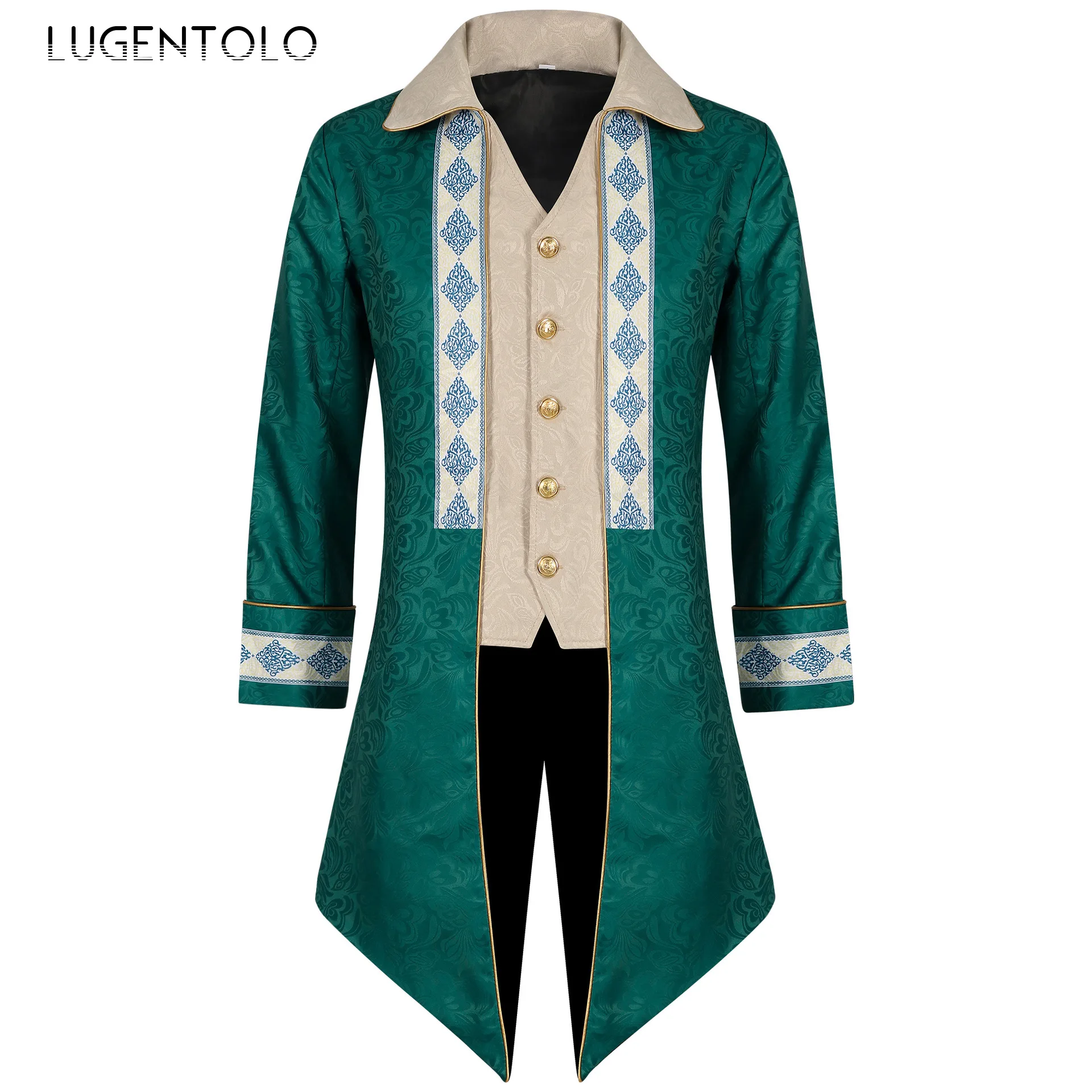 

Men Steampunk Coat Tailcoat Medieval Costume Victorian Gothic Jacket Jacquard Halloween Tuxedo Retro Party Gentleman Trench