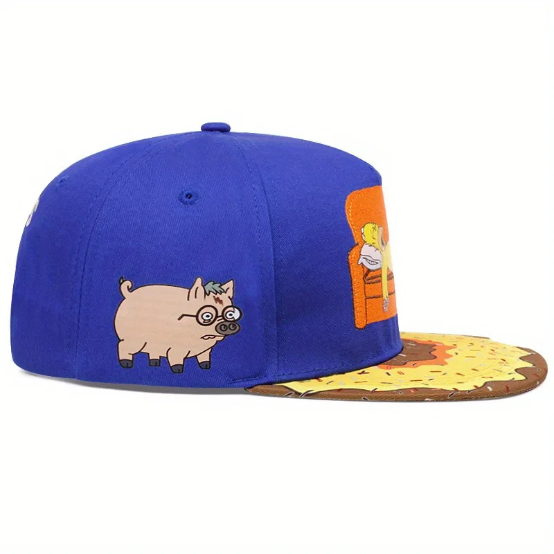 Classic TV Simpson Boné de beisebol, Padrão Bordado de Rua, Hip Hop Flat Brim Hat, Boné ajustável bonito dos desenhos animados, Presentes de aniversário infantil