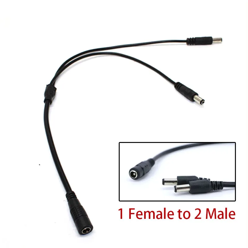 

(1 Female to 2 Male) DC 5.5x2.1mm 1-to-2 Power Splitter Cable -12V Extension Cord Power Supply for CCTV 2-Cameras