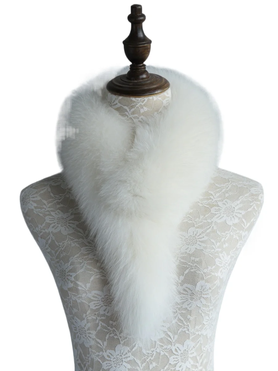 2025 versione coreana della sciarpa di volpe bianca, sciarpa di pelo di volpe, versatile sciarpa di pelliccia a coda piccola da donna offerta speciale