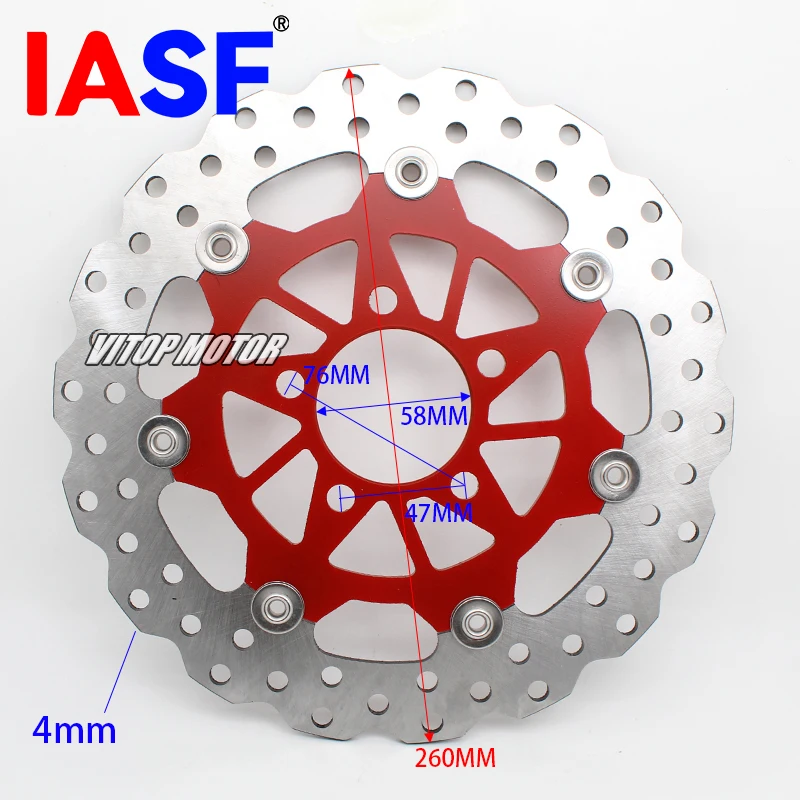 For Kymco Xciting L300 Downtown 300i 2018 300cc 260mm Motorcycle Front Floating Brake Disc Rotor Pad