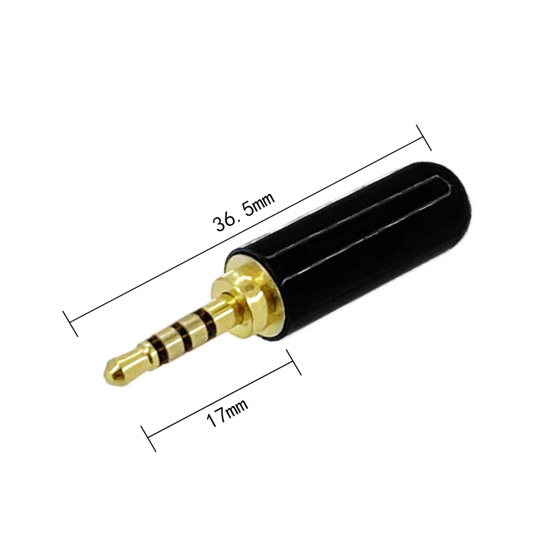 2 Stuks 3.5Mm Stereo Connector Recht 4 Sectie Koper Audio Plug Diy