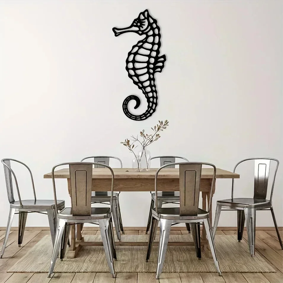 1 Stück Metall Seepferdchen Küste Ozean Strand Metall Wandkunst, Metall Wandkunst Innendekoration, Home Office Wand Wohnzimmer Behänge