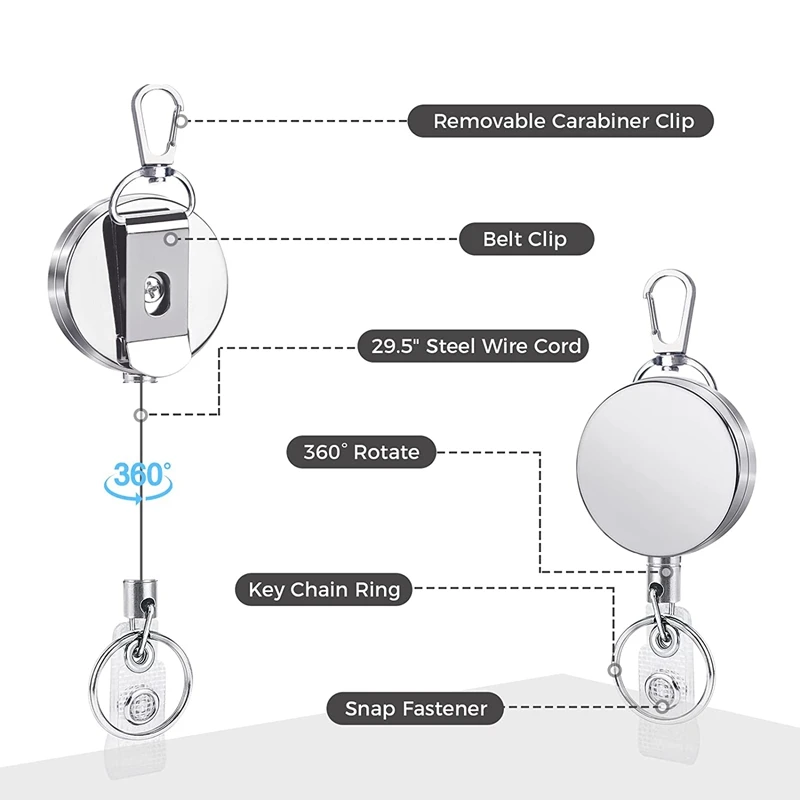 2 Pack 29.5Inch Badge Reels Holder Retractable Badge Holders For Nurse Badge Reel Retractable ID Holders