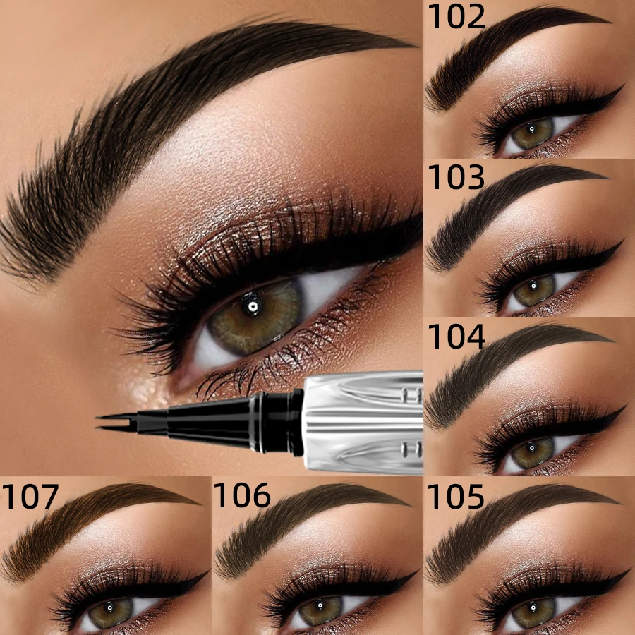 2 vork microblading wenkbrauwpotlood, niet-vlekkerig hoog gepigmenteerd gemakkelijk aan te brengen vloeistof 8 kleuren wenkbrauwpen make-up eyeliner geschenken