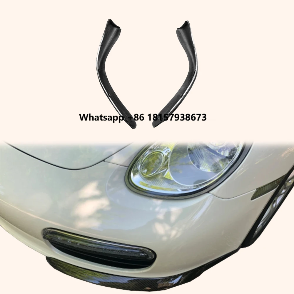 

For Porsche Cayman (987.1 Only) 05-08 Body Parts OE Carbon Fiber Front Bumper Lip 2pcs Set