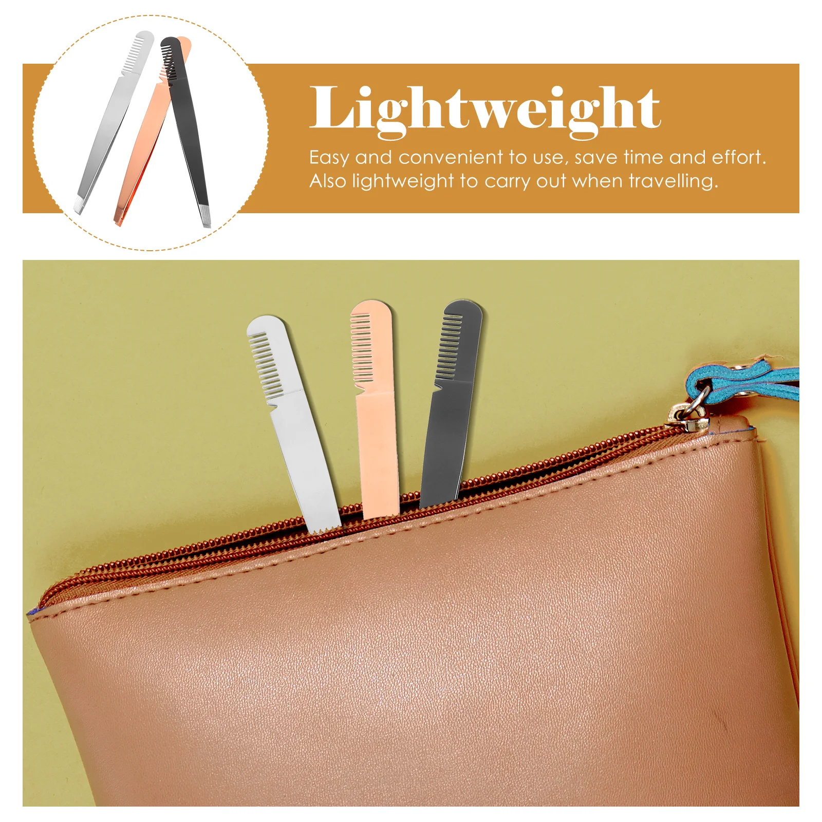 3Pcs Stainless Steel 2 in 1 Tweezer Comb Eyebrow Tweezers for Women Eyebrow Trimming False Eyelashes Double Eyelid Clip Makeup