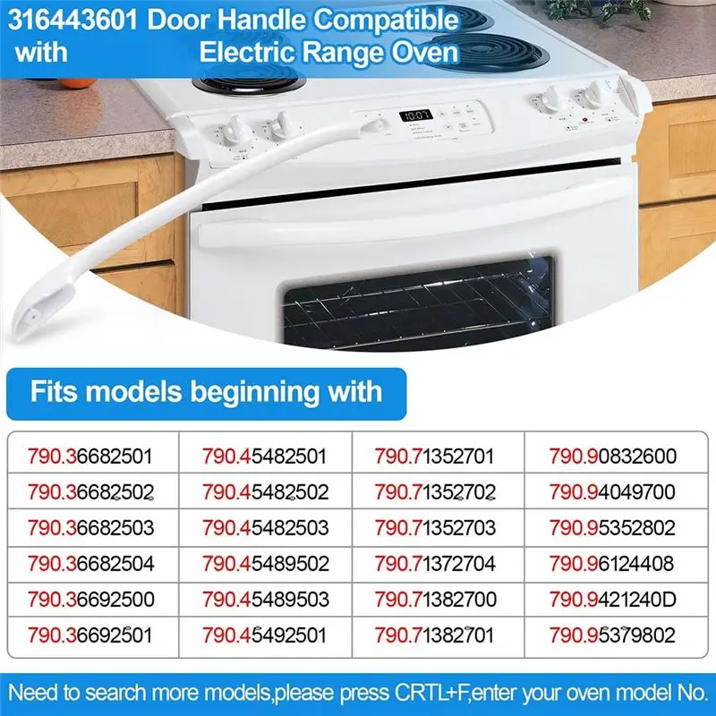 ABNM Oven Door Handle Replacement Compatible 316443601 Oven Door Handle Oven Accessories
