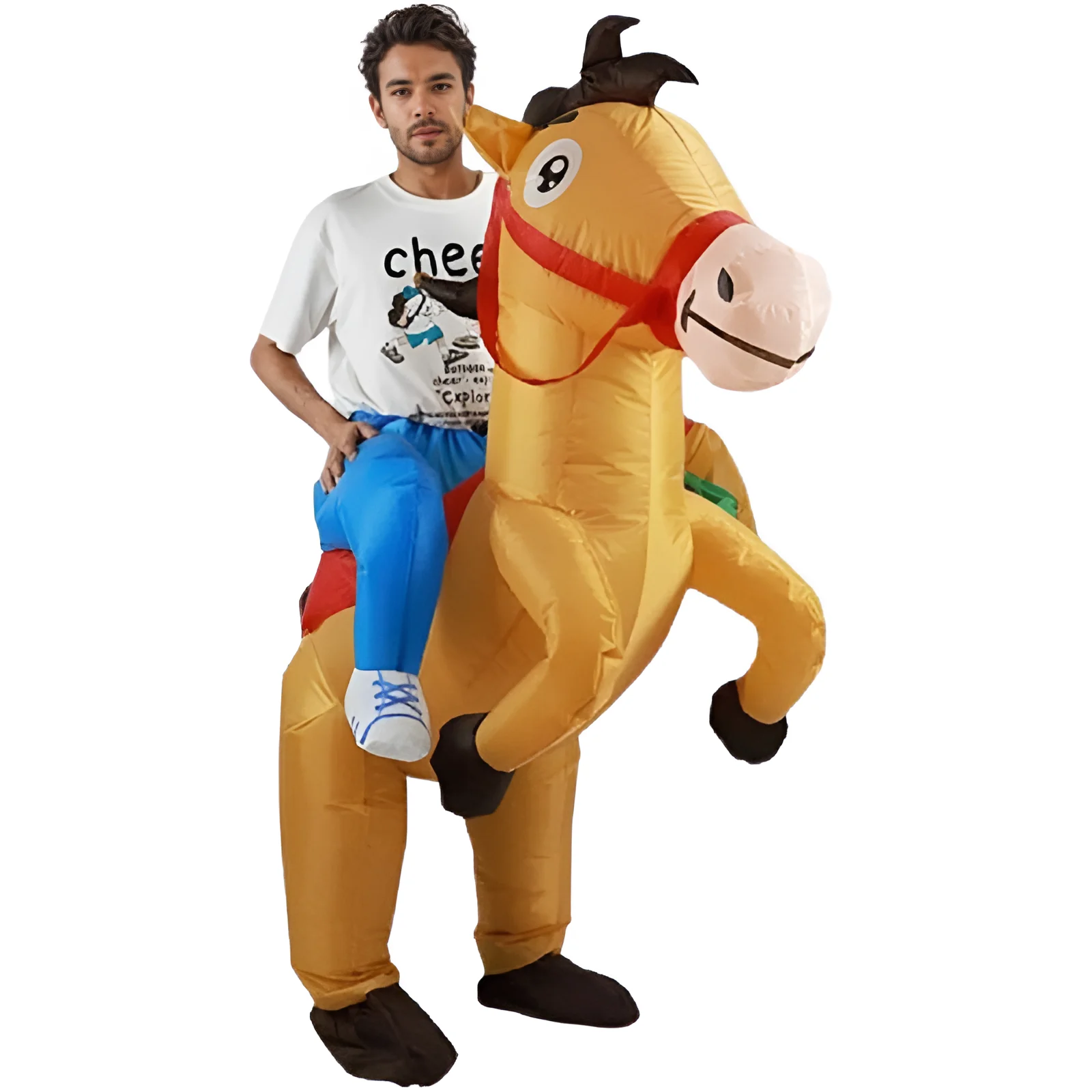 

Inflatable Horse Costume Set, Horse Riding Denim Costume, Inflatable Halloween Costume, Party Supplies