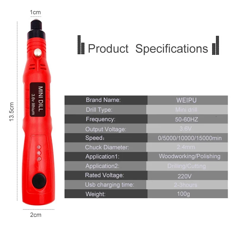 Cordless Mini Trapano Elettrico Utensili Elettrici 3.6V RICARICABILE Smerigliatrice Rettifica Accessori Set 3 velocità di Incisione Penna Per Dremel