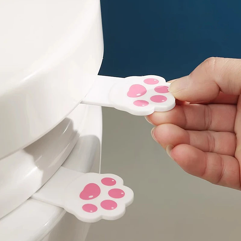 2/4pcs Cute Cartoon Toilet Handle, Creative Cat Claw Lid Remover, Plastic Convenient Flip Lid Remover