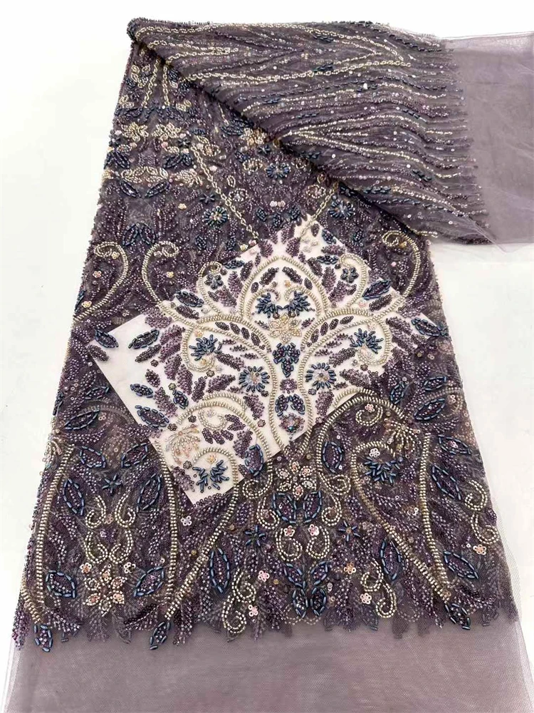 أحدث عرض ساخن لعام 2025 قماش دانتيل ثقيل مطرز فرنسي فاخر جديد راقي نيجيري أفريقي مع قماش ترتر لحفلات الزفاف
