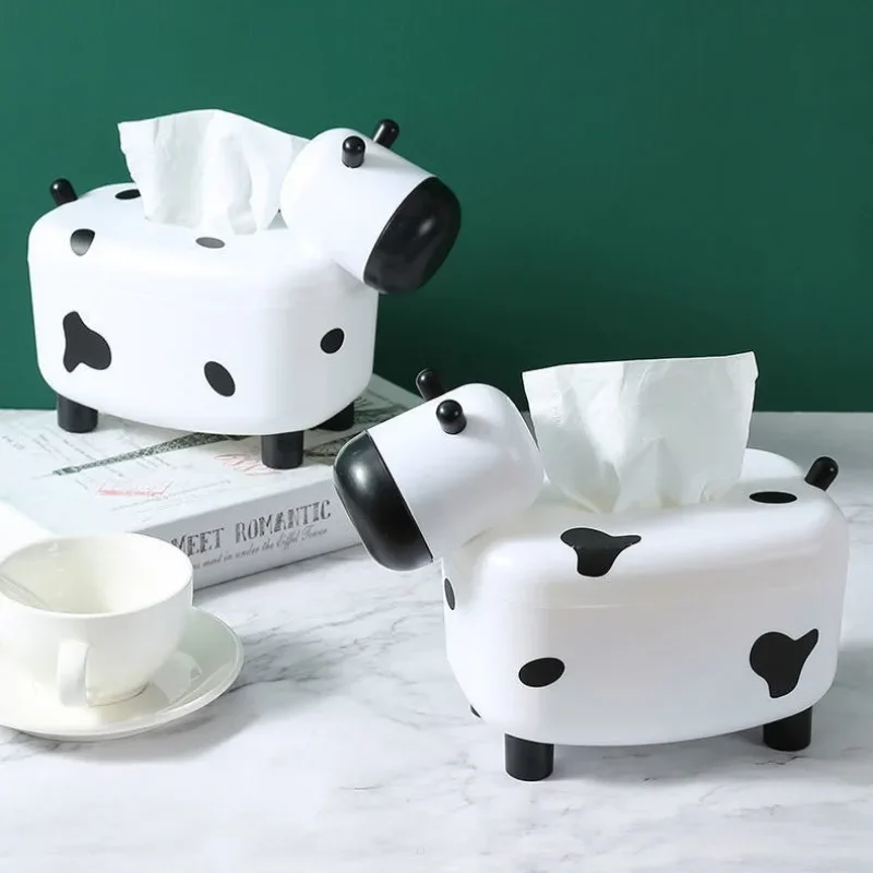 Cow Tissue Box with Toothpick Box 2-in-1 DIY Cute Calf Living Room Student Creative Tissue Box Multi-function