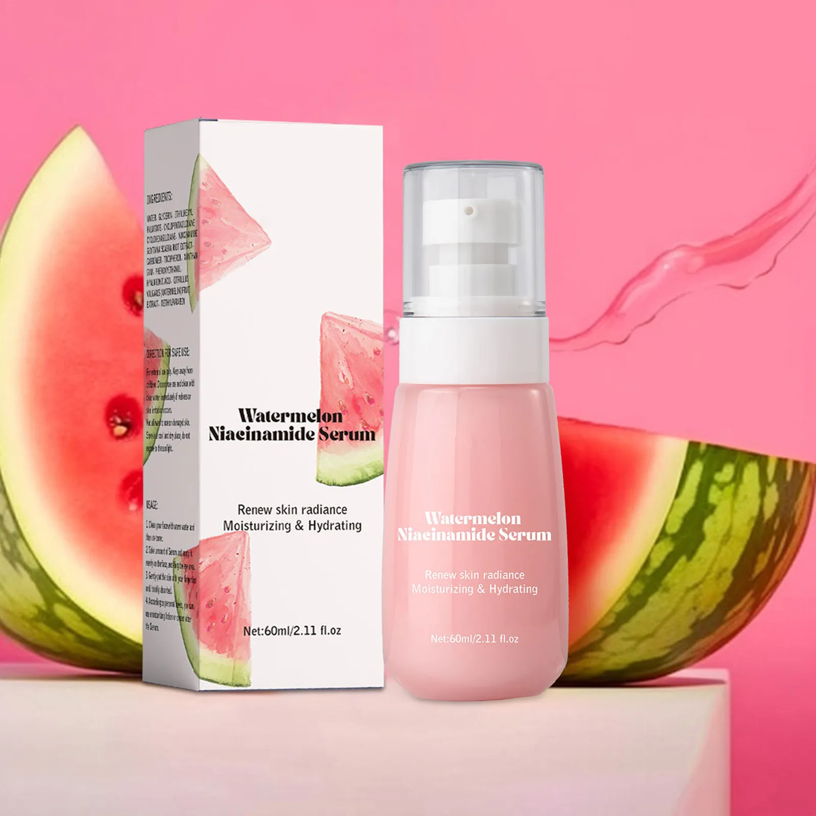 60ml Watermelon Glow Niacinamide Dew Drops Hydrating Skin Care & Illuminating Makeup Primer for Face Brightening Plump Gifts