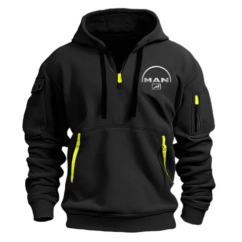 Men's Half Zipper Hoodie Sweatshirt Printed New Spring Pullover Sports Top Hip-Hop Street Hoodies Loose Long Sleeve Sweatshirts