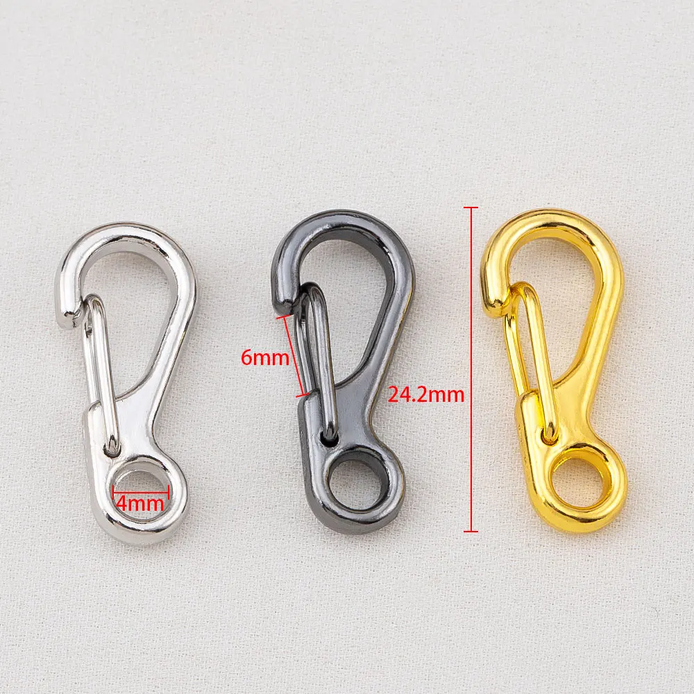 10pcs/lot Metal Snap Hook Mini Clips Spring Gate Leather Tiny Pet Leash Bag Strap Webbing Keychain Hooks DIY Jewelry accessories