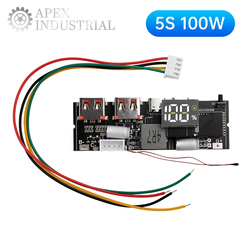 

Power Bank Diy Circuit Board PD Bidirectional Charge Over Temperature Protection 3S/4S/5S Power Bank Motherboard 65W/100W