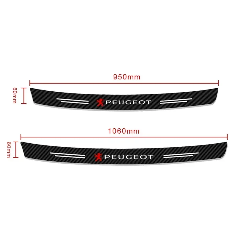 Carbon Fiber Car Trunk Rear Bumper Sticker Guard Plate Protector for Peugeot 407 208 207 607 3008 308 206 508 Wheel Center Caps view 2