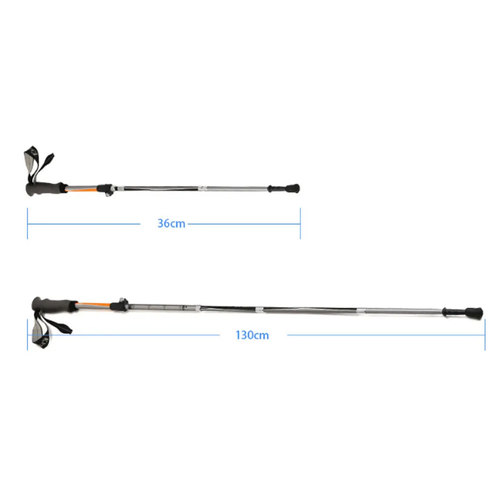 Outdoor Aluminum Alloy Folding Trekking Pole Portable Ultra-light Three-section Multi-functional Trekking Pole Field Equipment