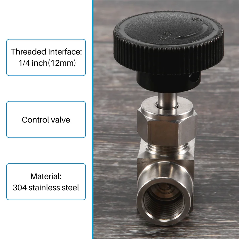 

ABAH-1/4 Inch BSP Equal Female Thread SS 304 Stainless Steel Flow Control Shut Off Needle Valve