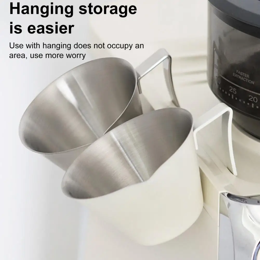 Copo de café de aço inoxidável conjunto de copo de medição de café expresso de aço inoxidável com alça curvada bico em forma de v para café expresso