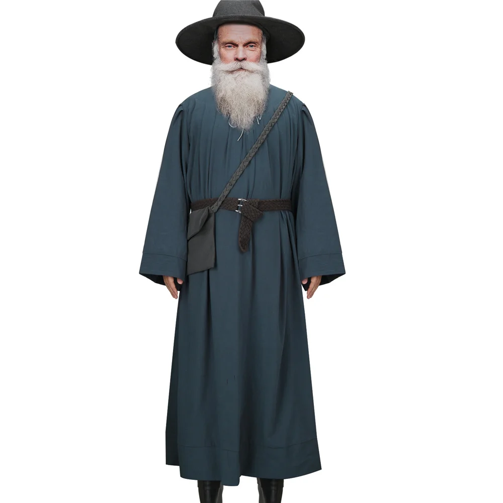 Movie Gandalf Wizard Cosplay Costume Men's Halloween Party Carnival Outfits Hat Robe Dress Belt Bag Takerlama