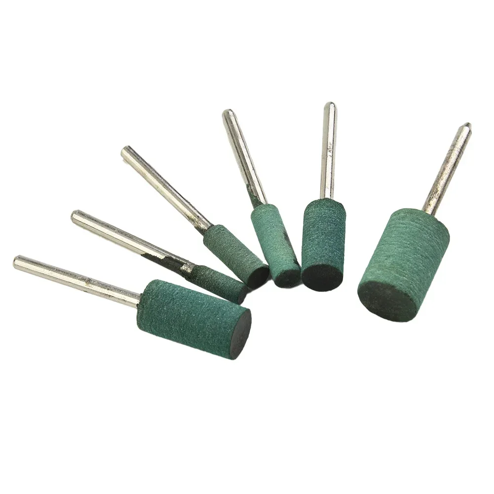 6pcs 3mm Shank Rubber Cylinder Head Polishing Buffing Grinding Polishing Buffing Wheel Drill Tool Rotary Tools 4/5/6/8/10/12mm