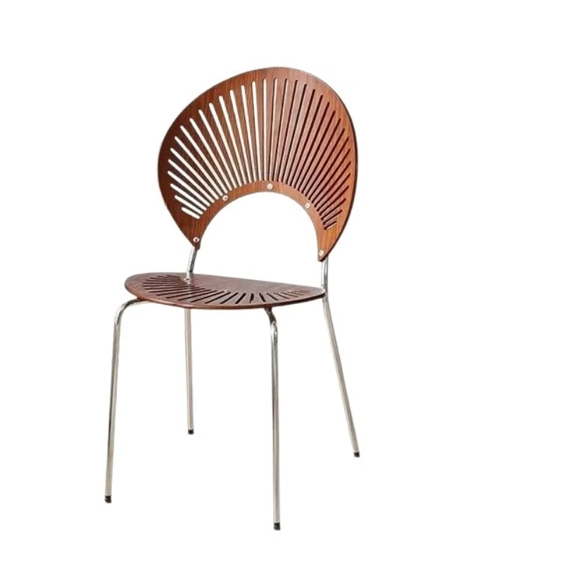 

French antique dining chair shell chair home creative solid wood simple high sense Internet celebrity antique dining table