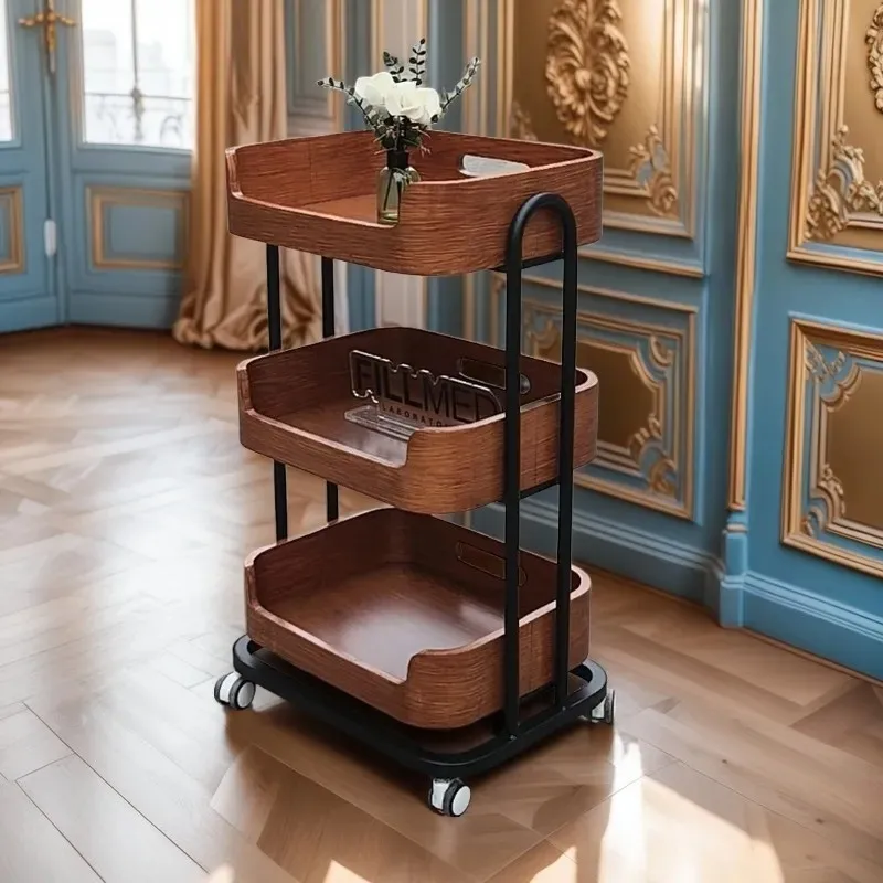 Simple Nordic floor pulley beauty shop trolley beauty salon multi-layer storage mobile rack trolley