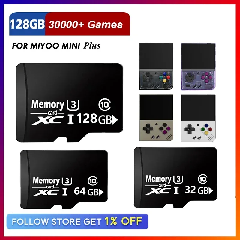Memory Card TF Card SD card For MIYOO MINI PLUS Handheld Game Console Player 128GB 30000Games For miyoo mini plus accessory