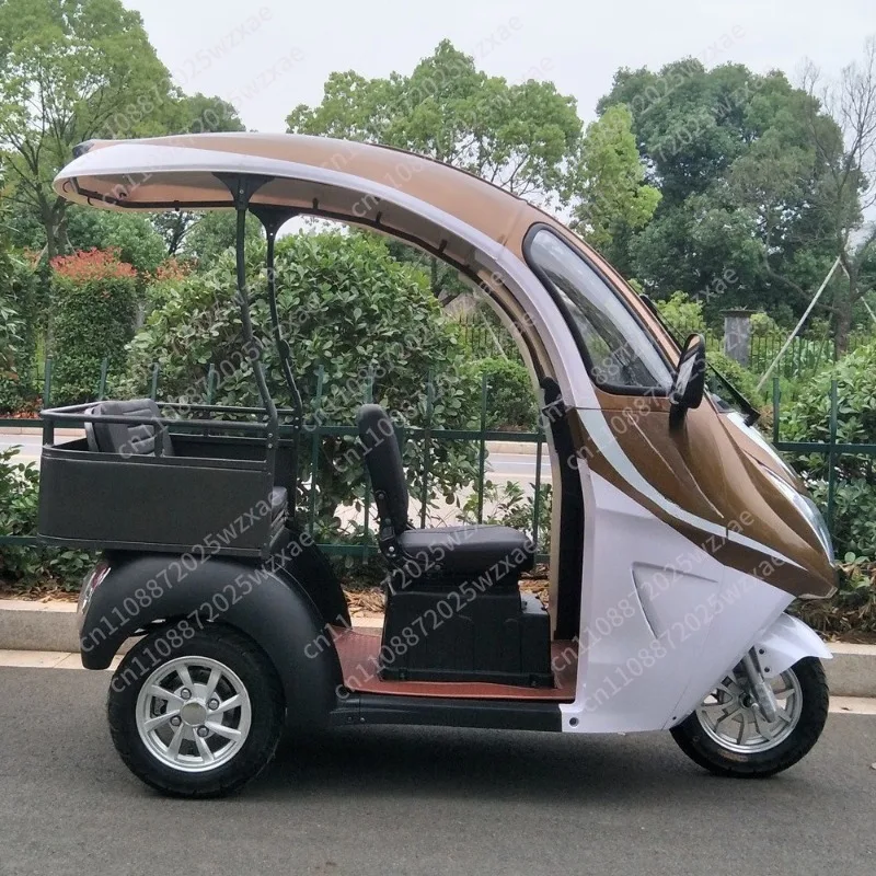 With shading roof passenger and cargo semi-closed adult electric tricycle elderly scooter 800W view 3