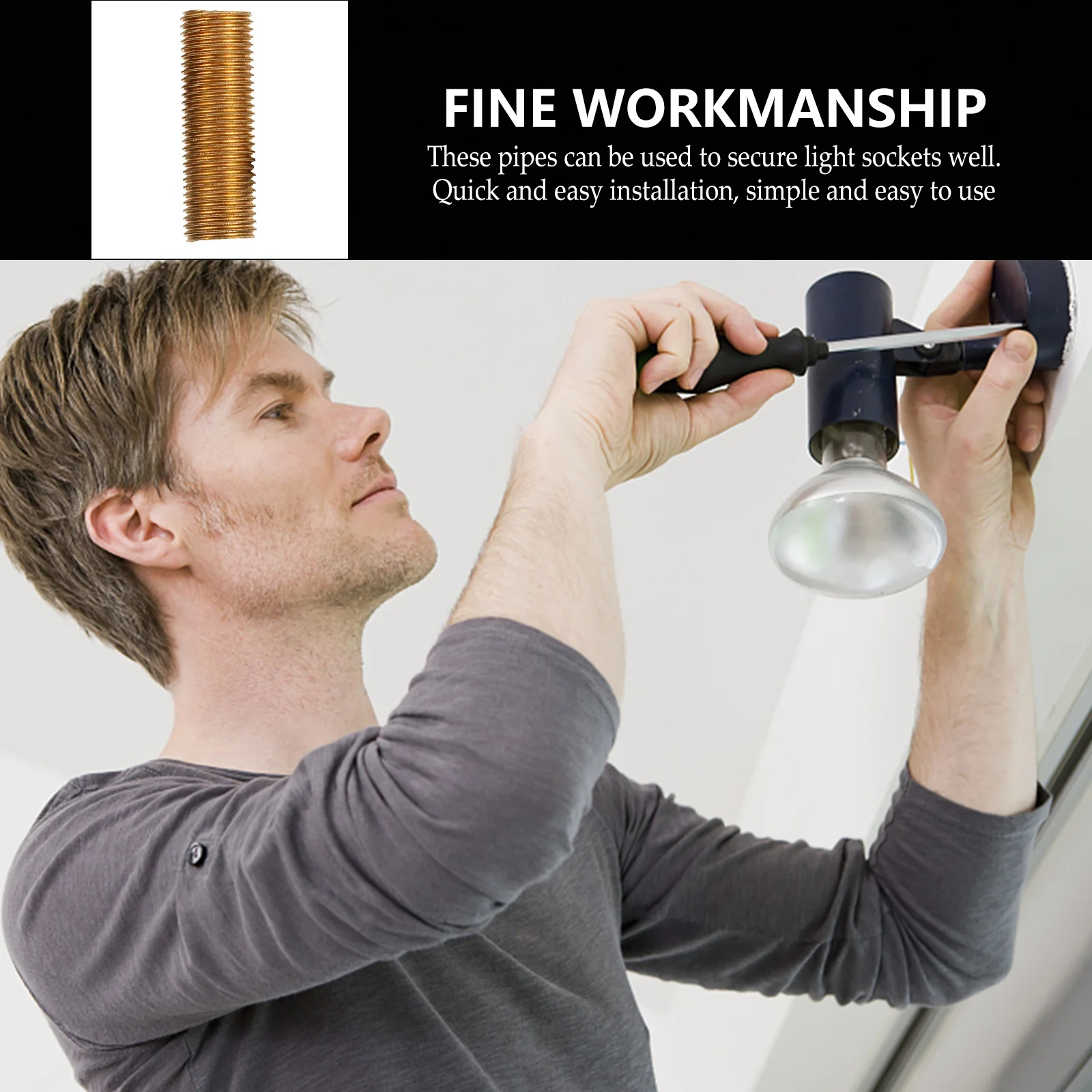 

8Pcs Brass Lighting Connectors Durable Connection Rods for Lamps Installation Thread Rods