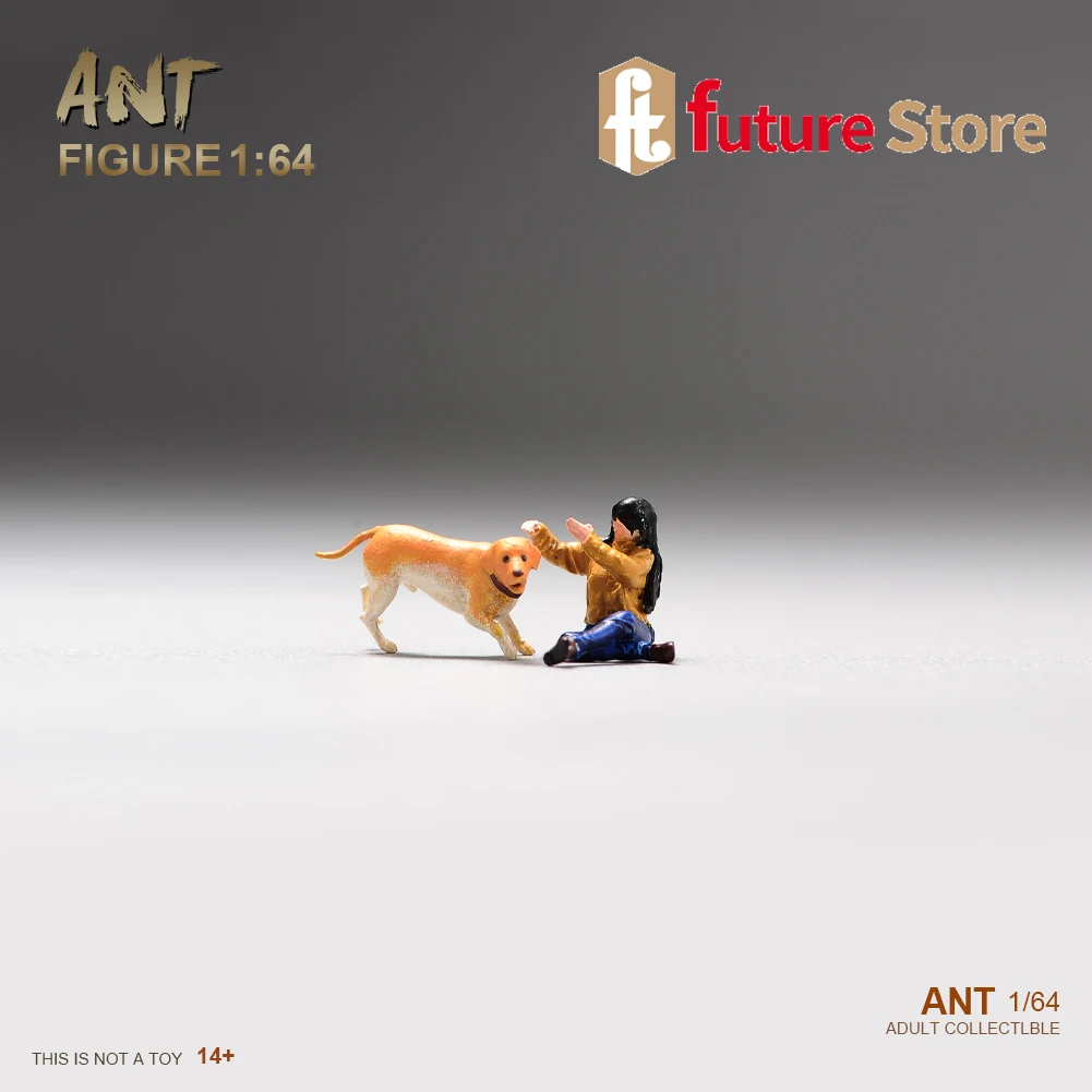 

ANT 3D Print 1/87 1/64 1/43 Girl And Dog Painted Diorama Figure Model Miniature Creative Photography Cars Vehicles Toys