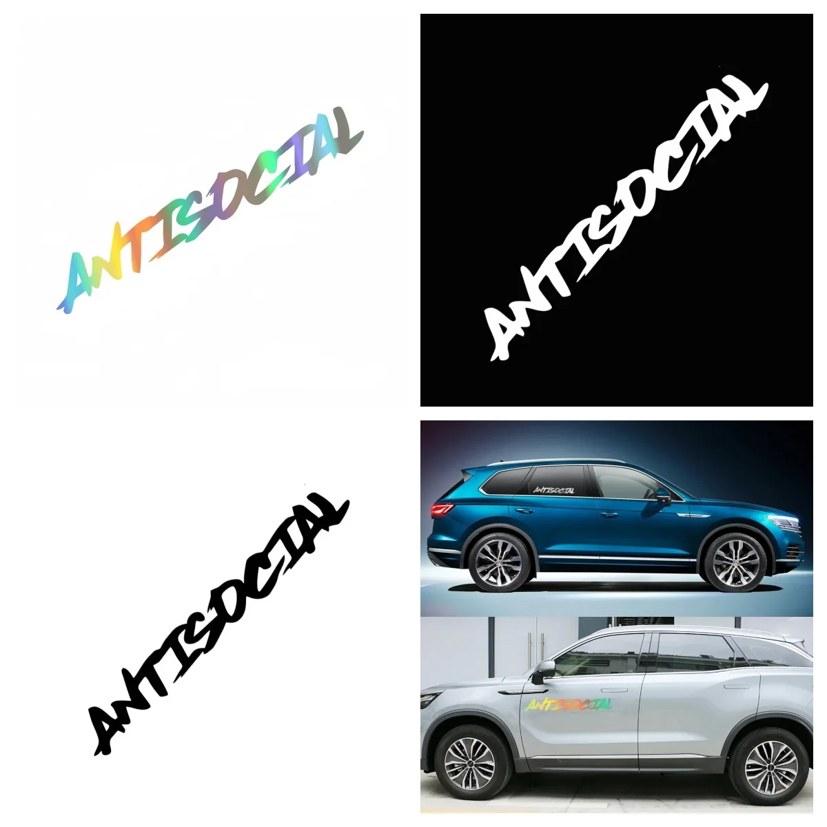 

Antisocial Car Sticker Flag Windshield Creative Competition Letters JDM Vinyl Decals Stylish Car Decor