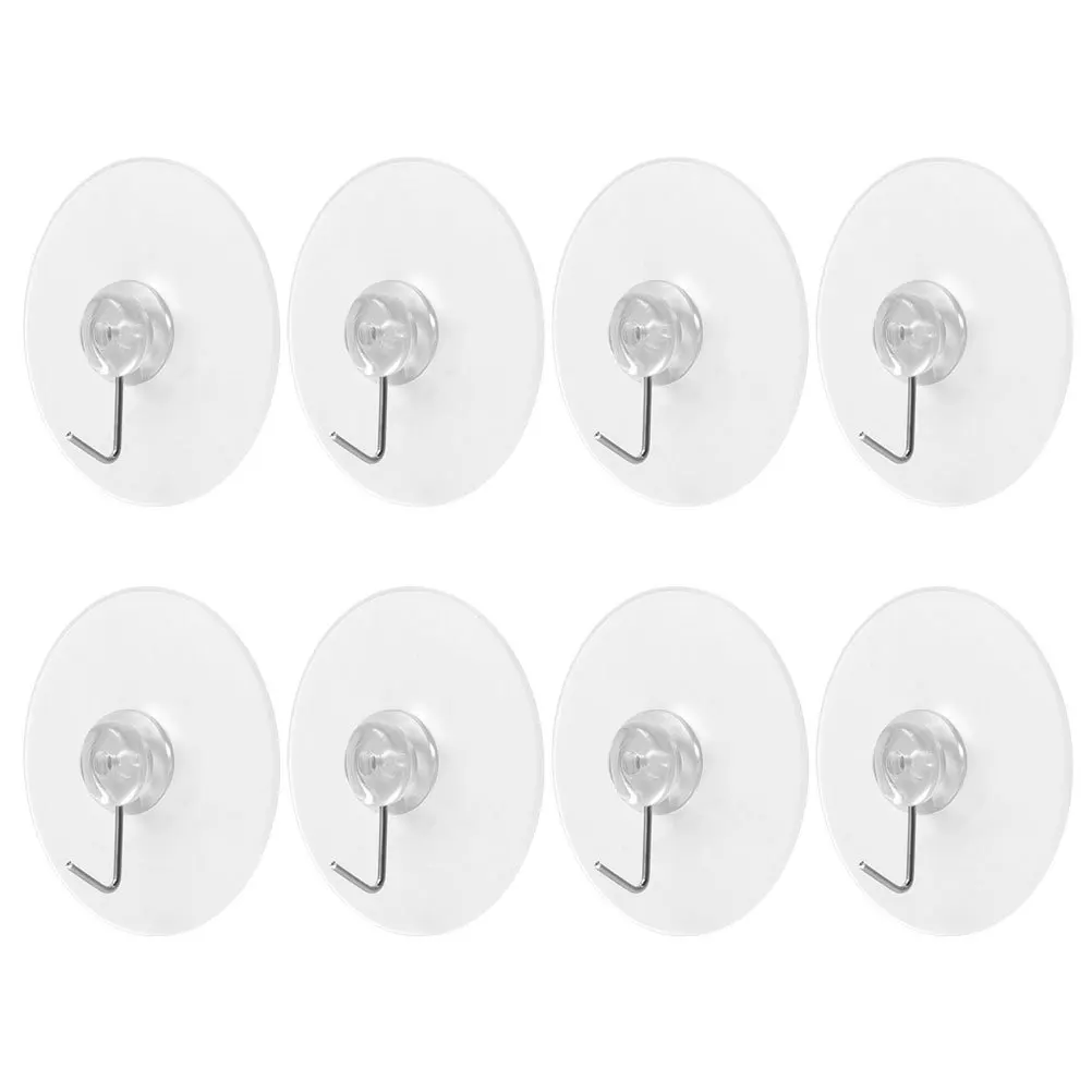 

8Pcs Clear Suction Cup Hooks for Glass Mirror Metal Fiberglass Waterproof Reusable Hanging Hook Kitchen Bathroom Living Room