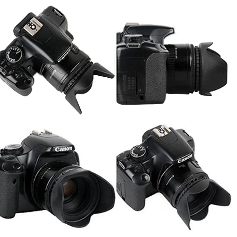 Capa de lente de câmera com montagem em parafuso de flor de 58 mm para Nikon Canon Sony 58 mm Capa de câmera com montagem em parafuso em forma de flor