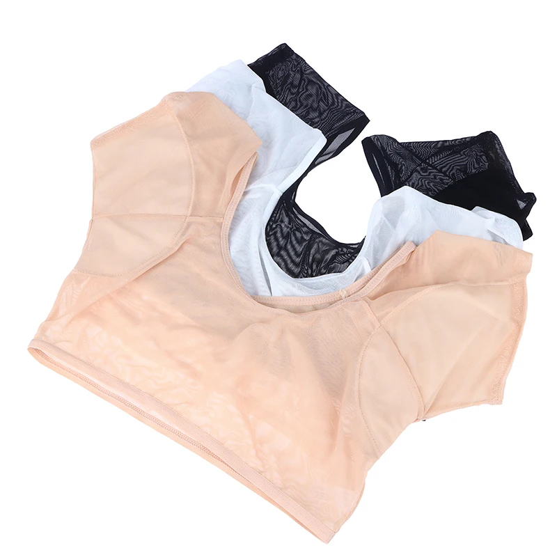 Underarm Sweat Pad Vest Absorbent Deodorant Pad Women T-shirt Shape Sweat Pads Reusable Washable Transparent Mesh Ultrathin