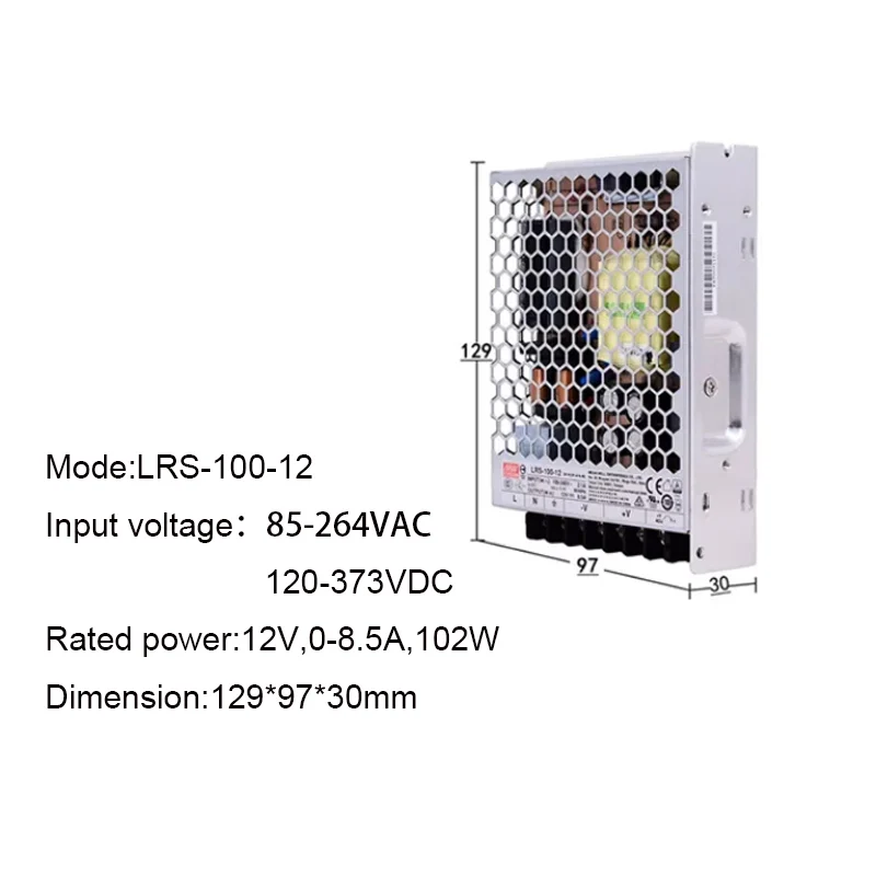 Meanwell LRS-100-12 12V 8.5A 100W DC SMPS Power Supply for LED Digital Module