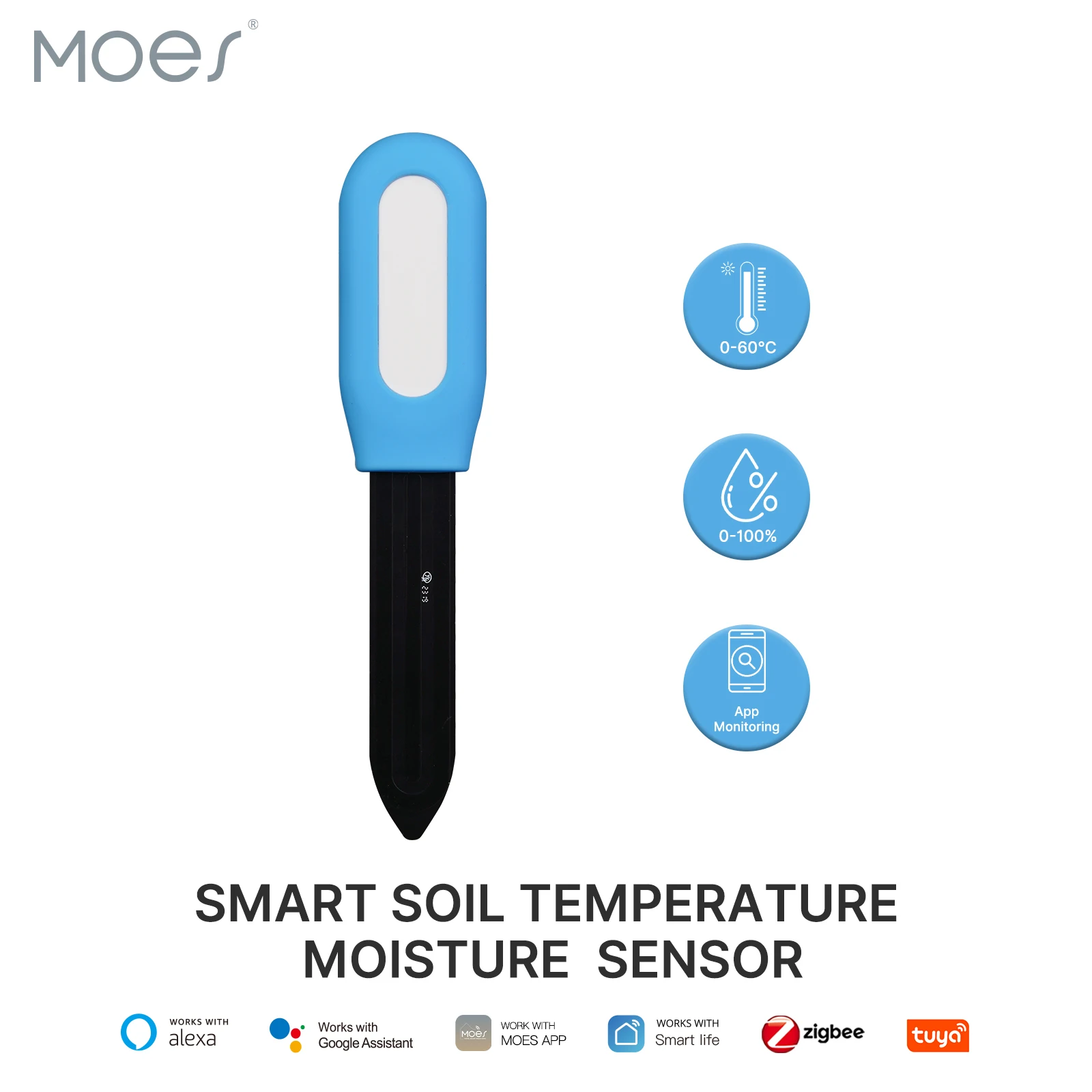 MOES Smart ZigBee Soil Temperature Meter Moisture Humidity Sensor Plant Monitor Detector Garden Automation Irrigation