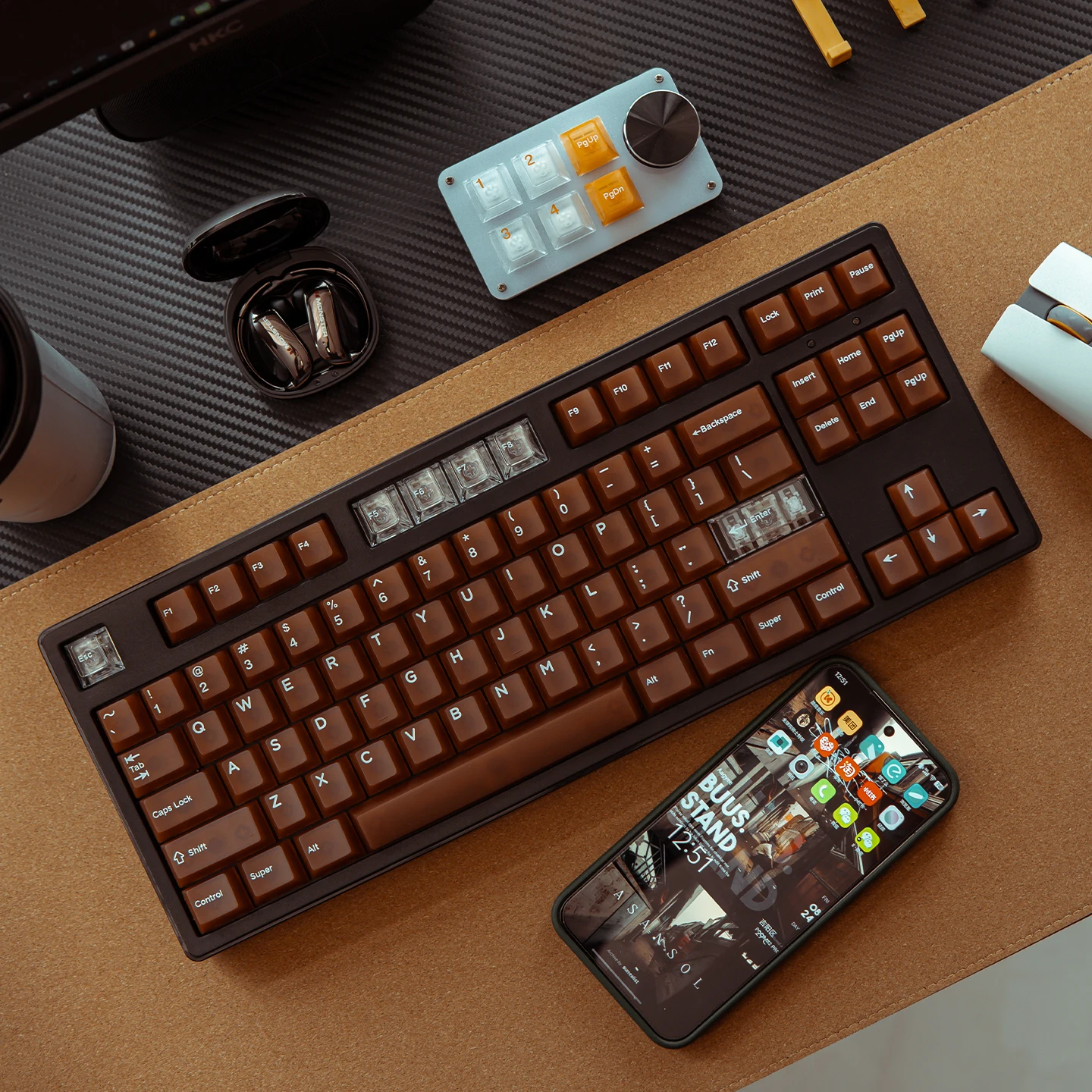 

132 keys Coffee Fog Transparent Keycaps Cherry profile PC keycaps Shine Through Keycaps Brown For MX Mechanical Keyboard