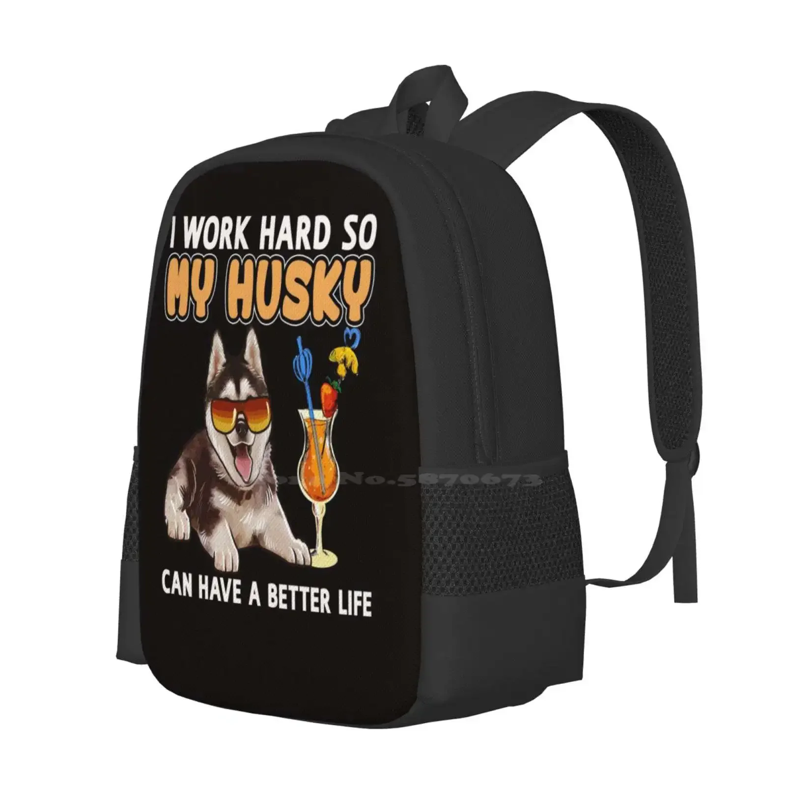 قميص هاسكي مضحك تصميم عشاق الهاسكي "أنا يعمل بشكل جيد حتى أستطيع أجشتي أن تتمتع حياة أفضل" حقيبة مدرسية رائجة البيع حقائب الظهر على الموضة #2