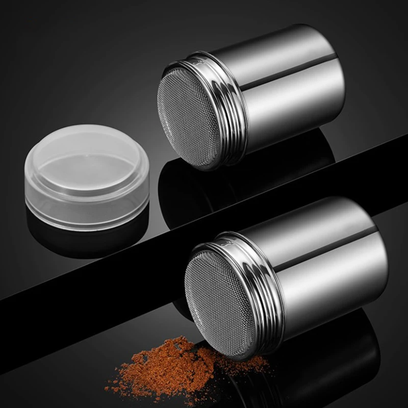 Stainless Steel Cocoa Flour Coffee Sifter Flour Sugar Icing Mesh Sifter Powder Spreading Tank for Fancy Coffee Barbecue Tools