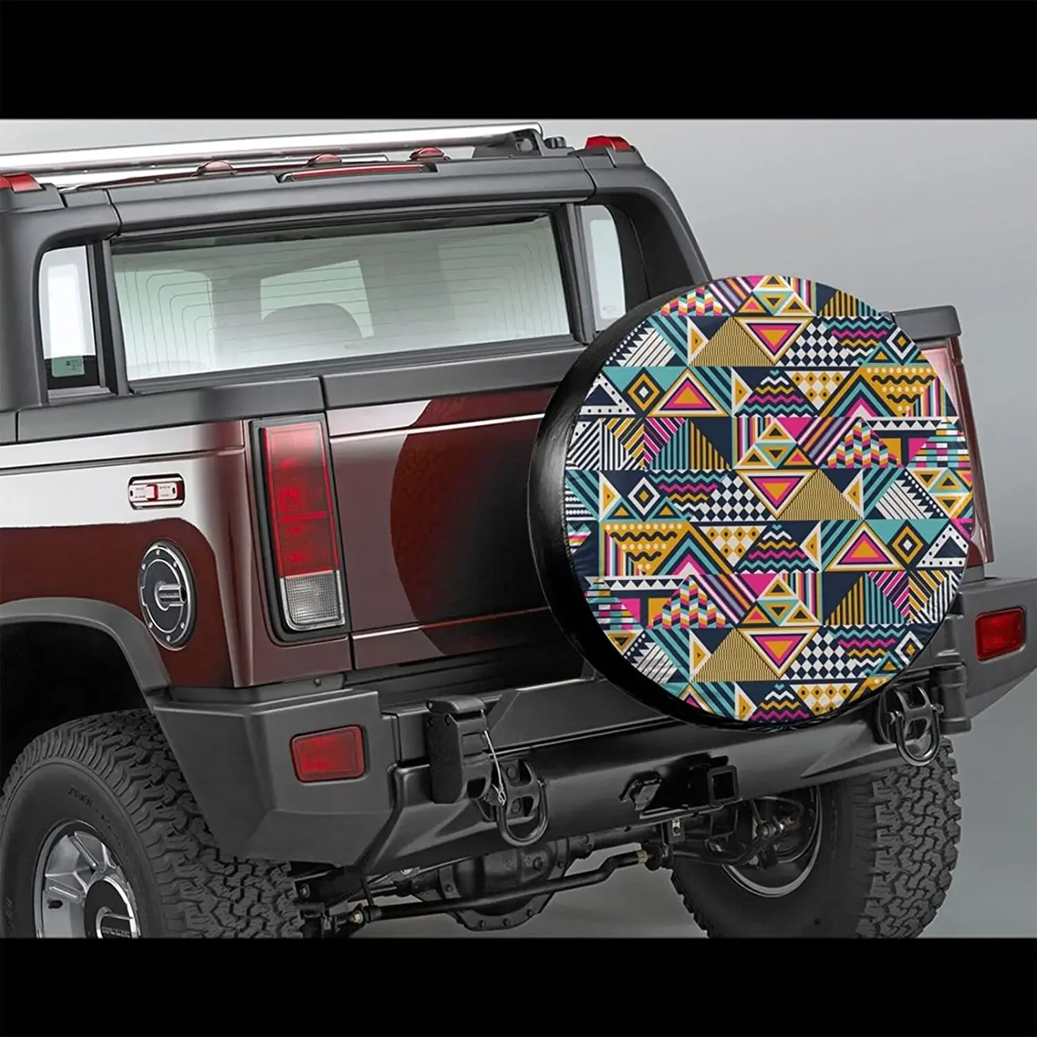 Tribal Ethnic Geometric Spare Tire Cover Waterproof Dust-Proof Wheel Protectors Universal for Trailer,,SUV,RV and Ma