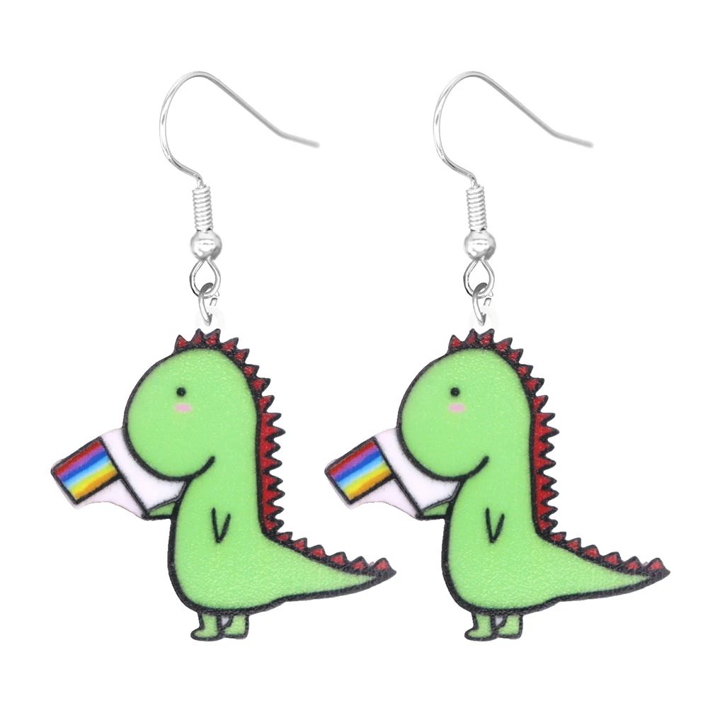 Cartoon animal earrings, acrylic cute and funny dinosaurs, ducks, cats, and dogs