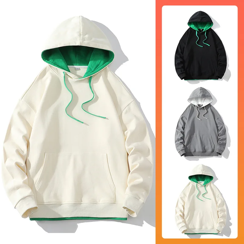 Hooded Hoodie Men's Cotton Spring Autumn Solid Color Men's Hoodie Loose Version