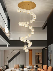 Golden Staircase Long Chandelier Crystal Chandelier Light Luxury Modern Living Room Villa Duplex Floor Lamp Indoor Lighting Lamp