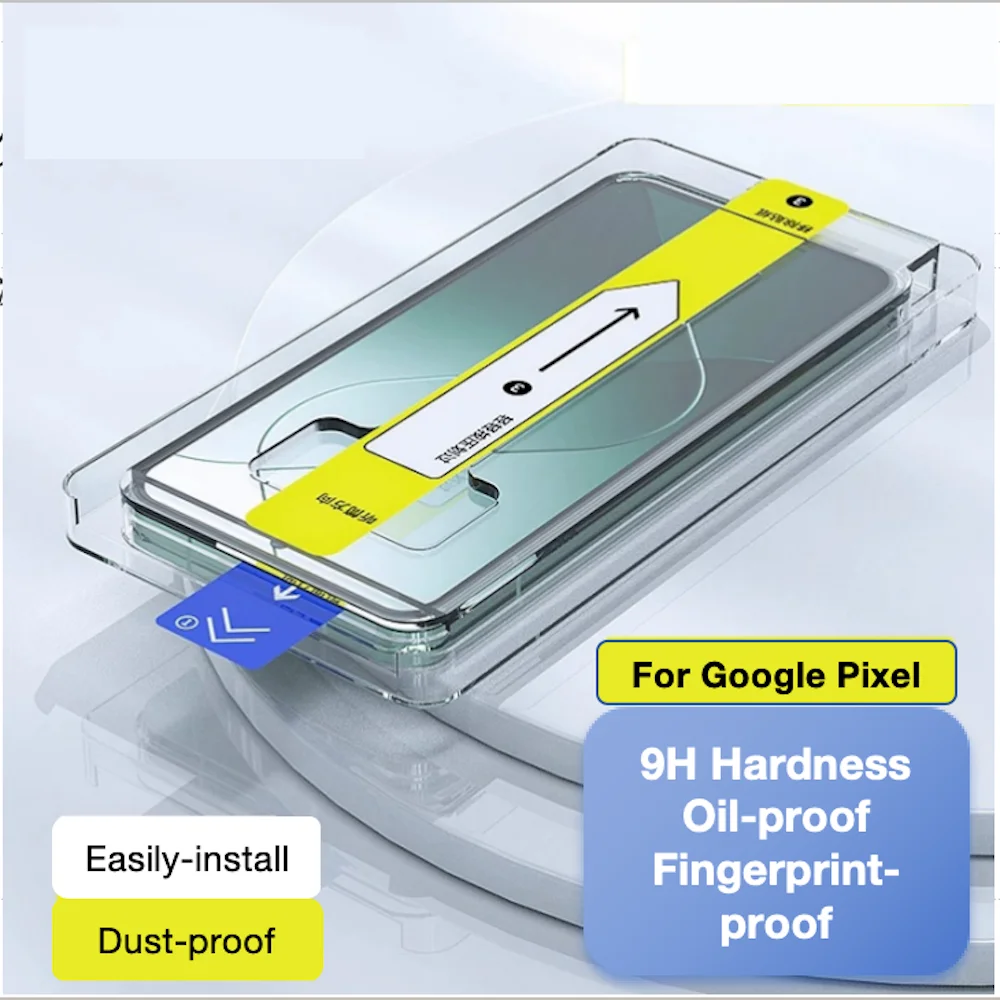 Para Google Pixel 9XL 9 8a 6a 7 7a 8 8 Pro 5G Protector de pantalla Protector de vidrio templado fácil de instalar Kit de eliminación de polvo automático