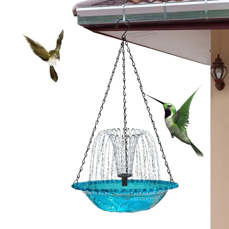 

Bird Bath Bowl With Solar Powered Fountain Elegant Design Hanging Bird Feeder Suitable for Garden Patio and Backyard Decoration